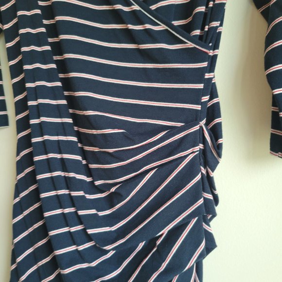 Sundry Red White Blue Striped Long Sleeve Midi 2 - Picture 4 of 4